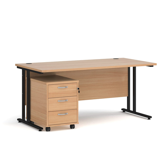 Dams International Straight Desk with 3 Drawer Pedestal SBK316B 1,600 x 800 x 725 mm