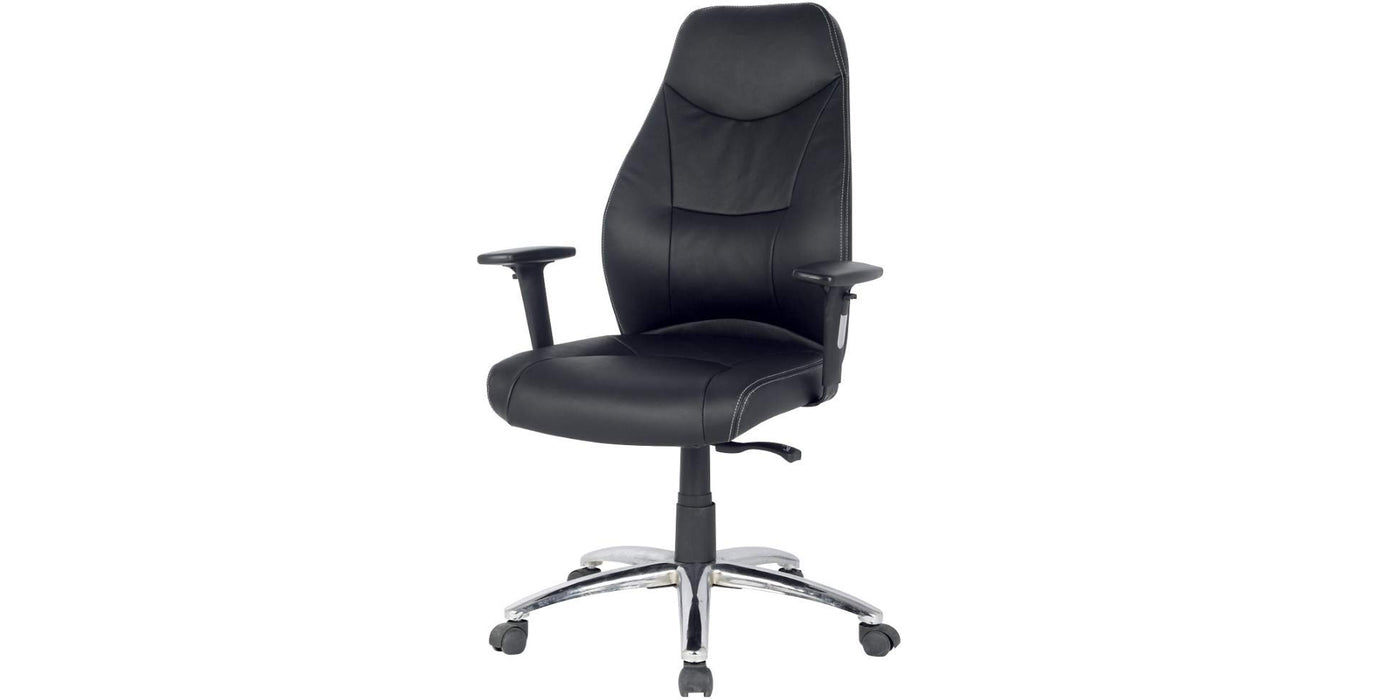 Realspace Synchro Tilt Executive Office Chair with 2D Armrest and Adjustable Seat Brent Bonded Leather Black