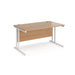 Rectangular Straight Desk with Cantilever Legs Beech Wood White Maestro 25 1400 x 800 x 725mm