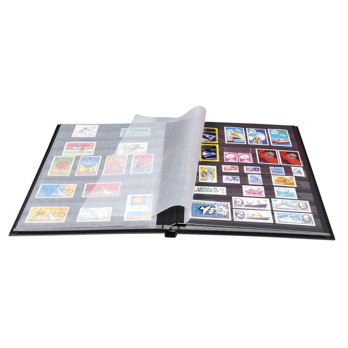 Stamp Album Faux Leather Cover Black 48 pages