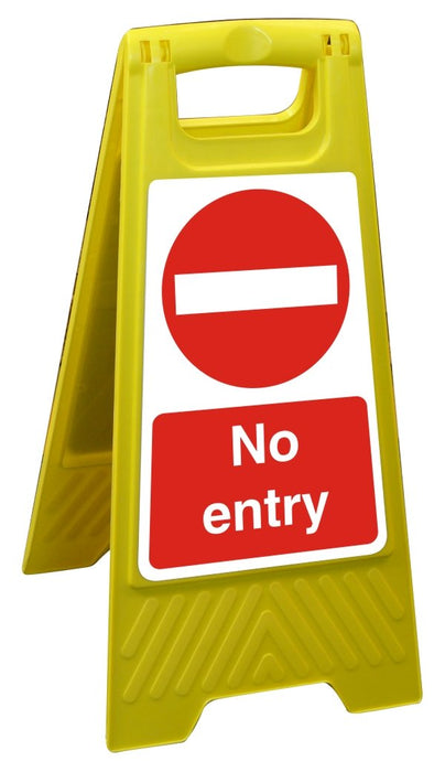 Floor Sign No Entry Polypropylene Yellow 60 x 30 cm