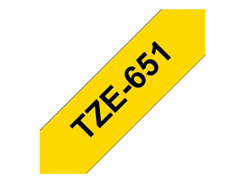 Brother TZe-651 Authentic Label Tape Self Adhesive Black Print on Yellow 24 mm x 8m