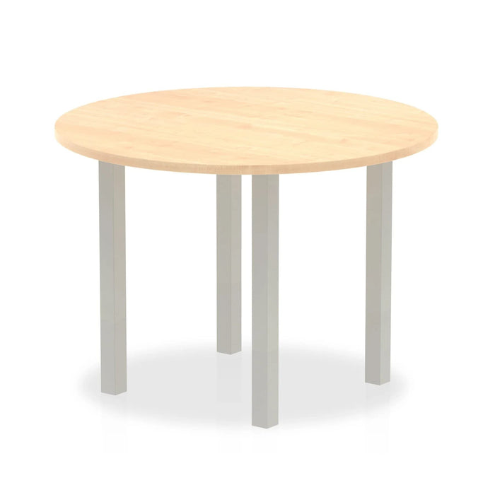 Round Meeting Table Beech MFC Post Legs Silver Impulse 1200 x 1200 x 730mm