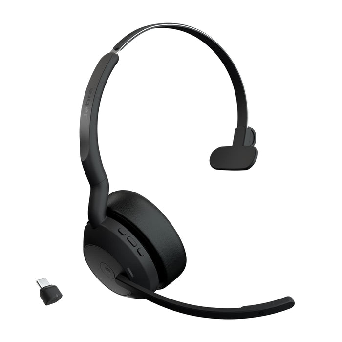 Jabra Evolve2 55 MS Mono - Headset - on-ear - Bluetooth - wireless - active noise cancelling - USB-C - black - Certified for Microsoft Teams