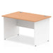 Impulse Straight Office Desk W1200 x D800 x H730mm Panel End Leg Oak Finish White Frame  - TT000005