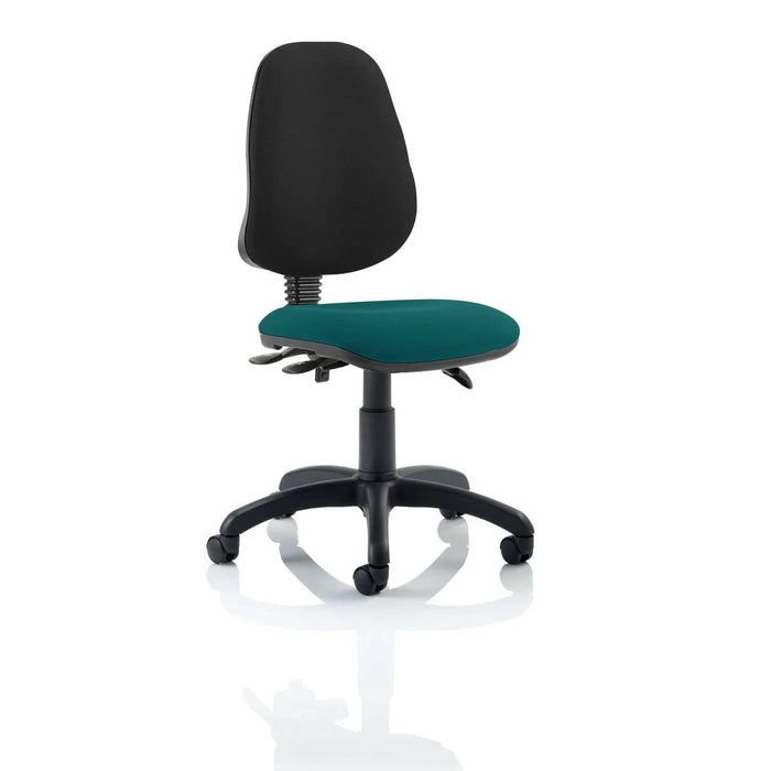 Dynamic Independent Seat & Back Task Operator Chair Height Adjustable Arms Eclipse Plus III Black Back, Maringa Teal Seat High Back