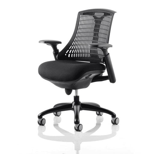 Dynamic Synchro Tilt Task Operator Chair Height Adjustable Arms Flex Orange Back, BLack Seat, Black Frame Without Headrest Medium Back