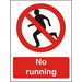 Prohibition Sign No Running Plastic 20 x 15 cm