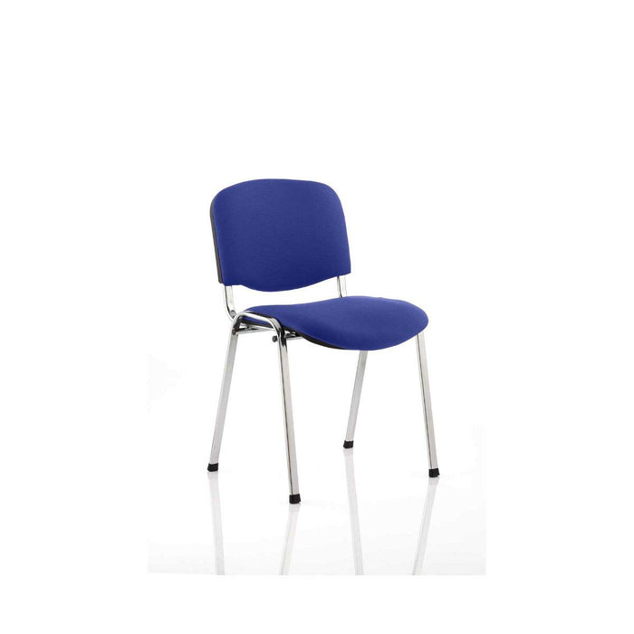 Dynamic Stacking Chair ISO Chrome Frame Stevia Blue Fabric Seat Pack of 4 Without Arms