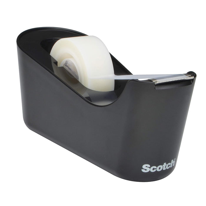 Scotch Tape Dispenser Set Black with 1 Roll of Scotch Magic C-18 Adhesive Invisible Tape 19 mm (W) x 33 m (L)