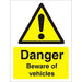 Warning Sign Beware Of Vehicles Plastic 40 x 30 cm