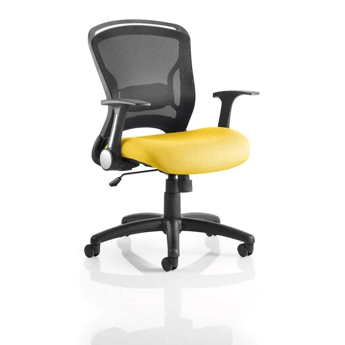 Dynamic Tilt & Lock Task Operator Chair Folding Arms Zeus Black Back, Senna Yellow Seat Without Headrest Medium Back