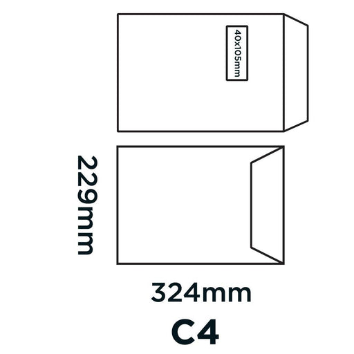 PREMIUM Business C4 Envelopes Grey 229 (W) x 324 (H) mm Window 120 gsm Pack of 250