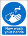 Mandatory Sign Now Wash Your Hands Plastic Blue, White 20 x 15 cm