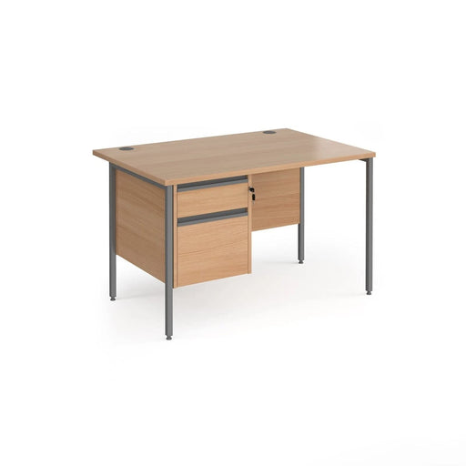 Straight Desk with Beech Coloured MFC Top and Silver H-Frame Legs and 2 Lockable Drawer Pedestal CH16S2-S-B 1600 x 800 x 725mm