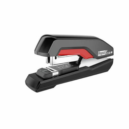 Rapid Supreme Heavy Duty Flat Clinch Stapler S50 5000544 Half Strip Black, Red 50 Sheets 24/8+, 26/8+ Metal, Plastic