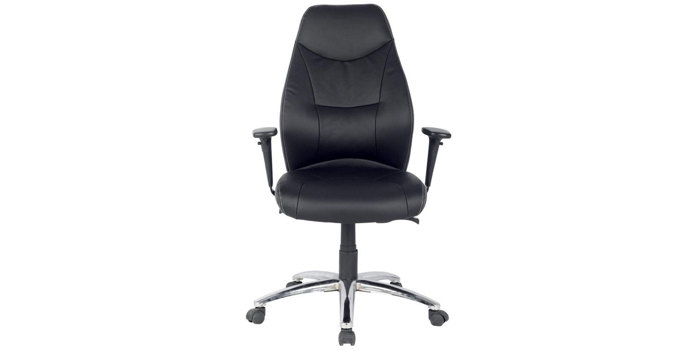 Realspace Synchro Tilt Executive Office Chair with 2D Armrest and Adjustable Seat Brent Bonded Leather Black