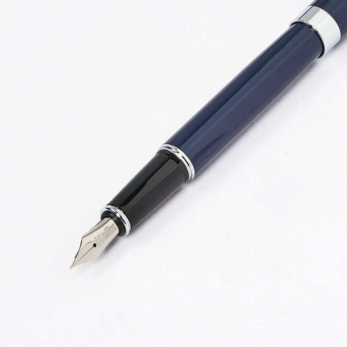 Helix Oxford Fountain Pen Blue Barrel Medium Blue