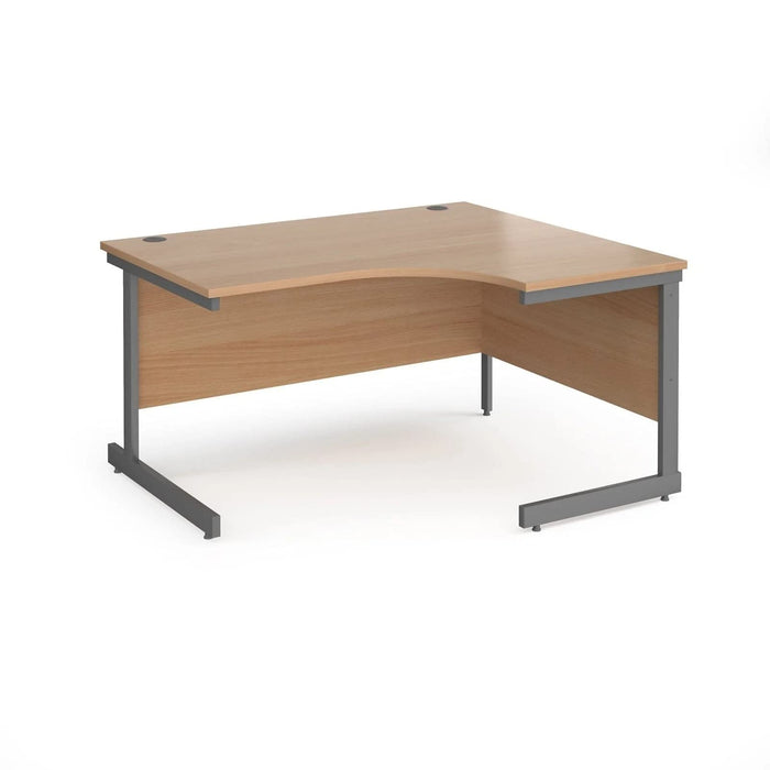 Right Hand Ergonomic Desk with Beech Coloured MFC Top and Graphite Frame Cantilever Legs Contract 25 1400 x 1200 x 725 mm