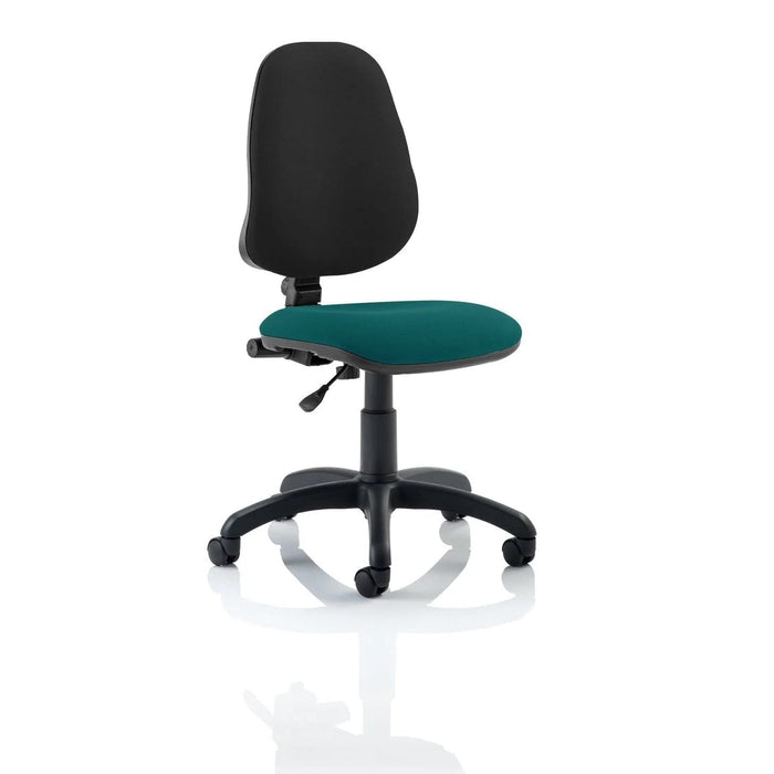 Dynamic Permanent Contact Backrest Task Operator Chair Without Arms Eclipse I Black Back, Maringa Teal Seat High Back