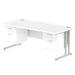 Dynamic Rectangular Office Desk White MFC Cantilever Leg Silver Frame Impulse 2 x 2 Drawer Fixed Ped 1800 x 800 x 730mm