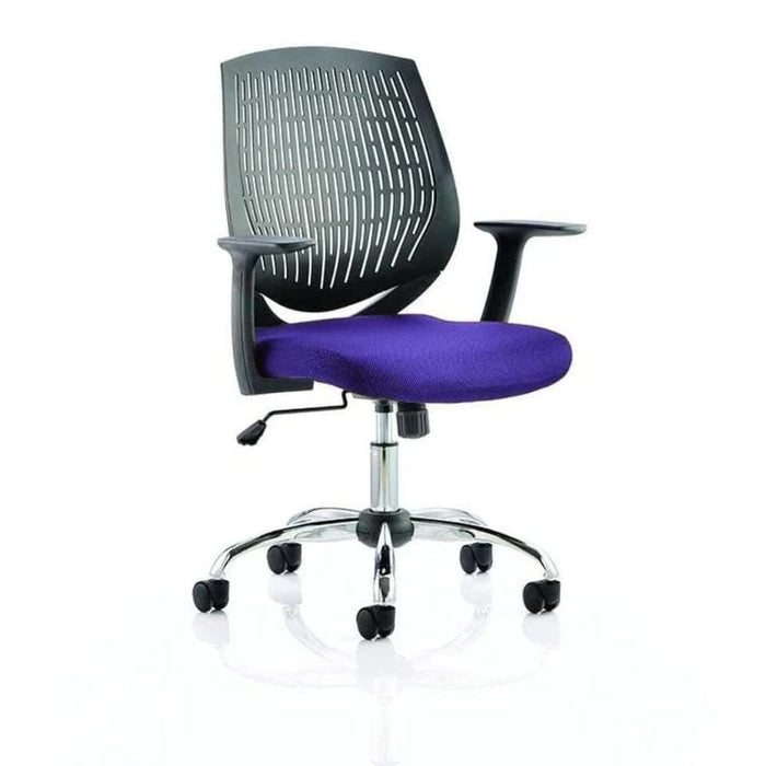 Dynamic Basic Tilt Task Operator Chair Fixed Arms Dura Black Back, Tansy Purple Seat Medium Back