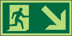 Fire Exit Sign Down Right Arrow Vinyl 10 x 20 cm