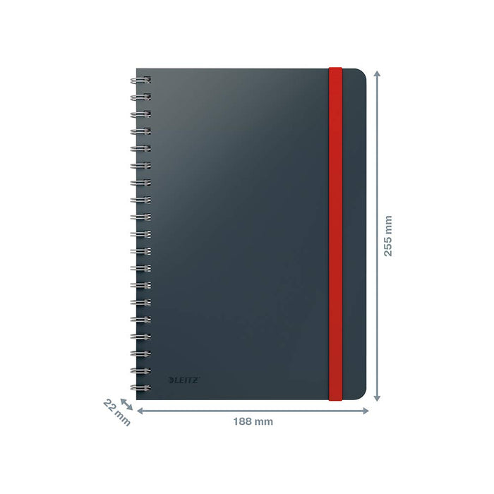 Leitz Cosy B5 Wirebound Notebook 4527 Soft Touch Ruled Grey 160 Pages