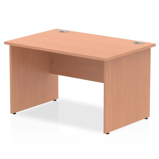 Impulse Straight Office Desk W1200 x D800 x H730mm Panel End Leg Beech Finish White Frame  - TT000003