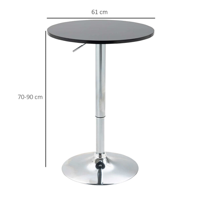 HOMCOM Round Bar Table with Metal Base Black