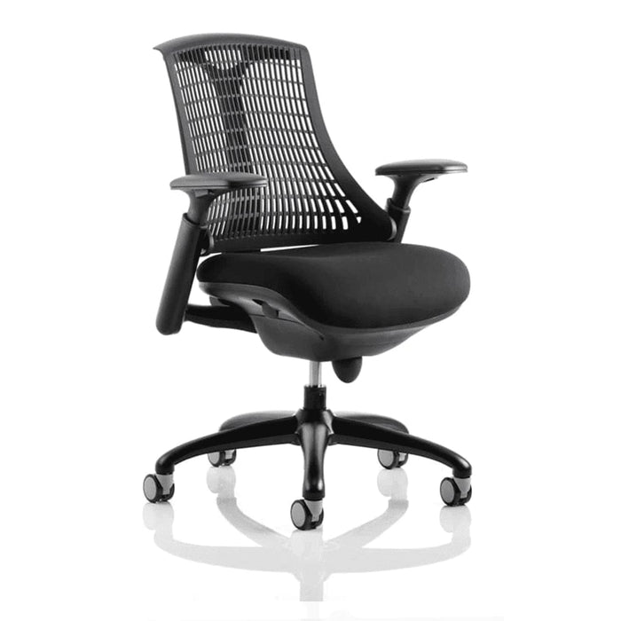 Dynamic Synchro Tilt Task Operator Chair Height Adjustable Arms Flex Orange Back, BLack Seat, Black Frame Without Headrest Medium Back