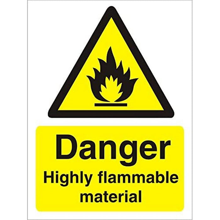 Warning Sign Highly Flammable Self Adhesive Plastic 40 x 30 cm