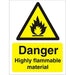 Warning Sign Highly Flammable Self Adhesive Plastic 40 x 30 cm