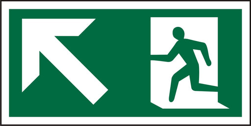 Fire Exit Sign with Up Left Arrow Vinyl 10 x 20 cm