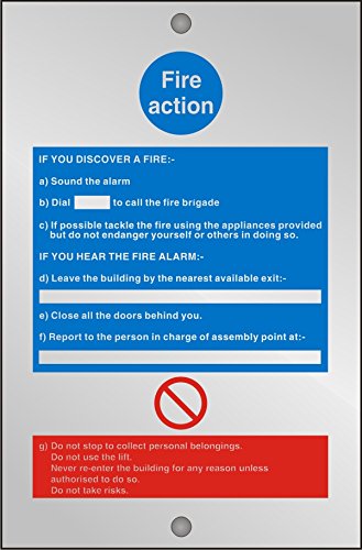 Fire Action Sign Self Adhesive Acrylic 20 x 15 cm