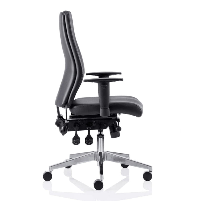 Dynamic Independent Seat & Back Posture Chair With Black Bonded Leather Height Adjustable Arms Onyx Without Headrest High Back