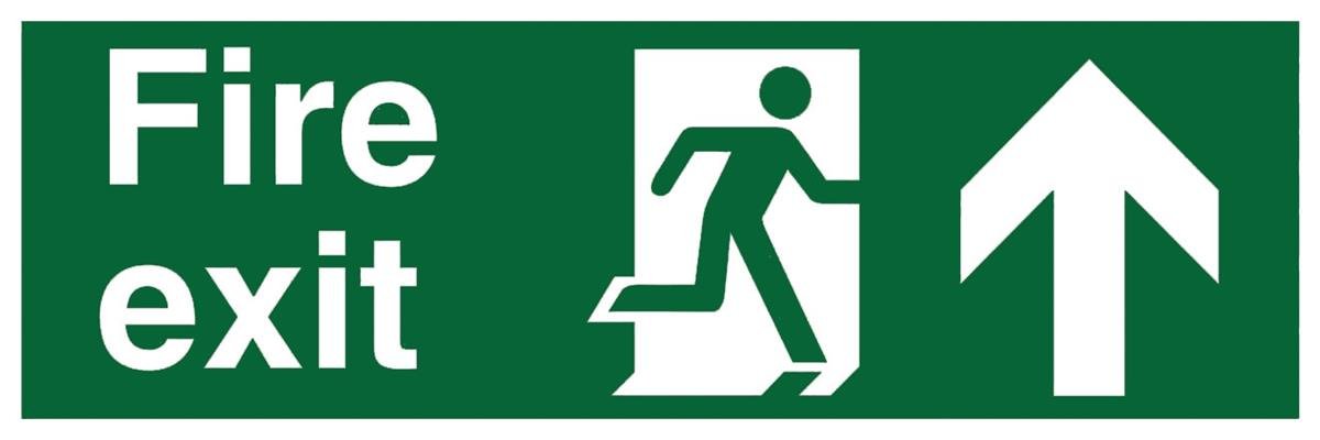 Fire Exit Sign with Up Arrow Vinyl 10 x 30 cm