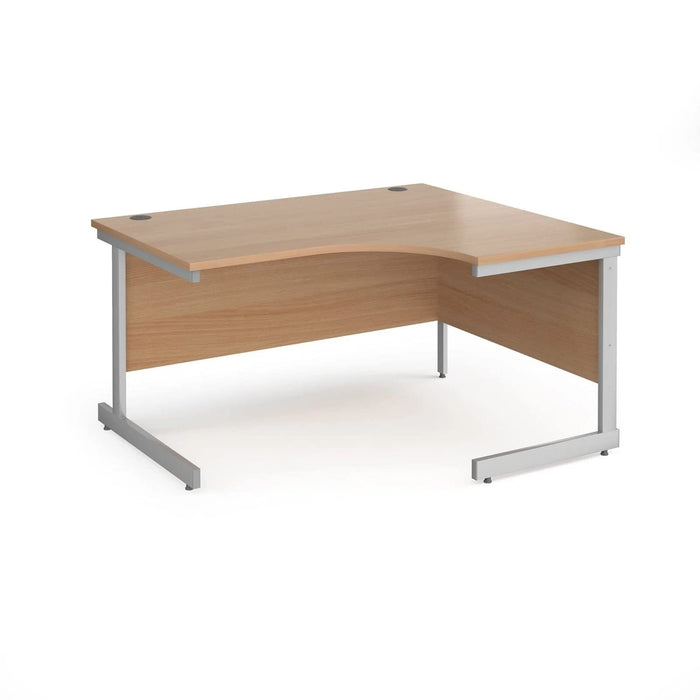 Right Hand Ergonomic Desk with Beech Coloured MFC Top and Silver Frame Cantilever Legs Contract 25 1400 x 1200 x 725 mm