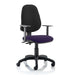 Dynamic Permanent Contact Backrest Task Operator Chair Height Adjustable Arms Eclipse Plus III Black Back, Tansy purple Seat Without Headrest High Back