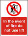 Fire Sign Do Not Use Lift Self Adhesive Acrylic Red, White 20 x 15 cm