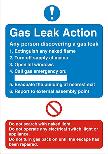 Fire Sign Gas Leak Vinyl 20 x 15 cm