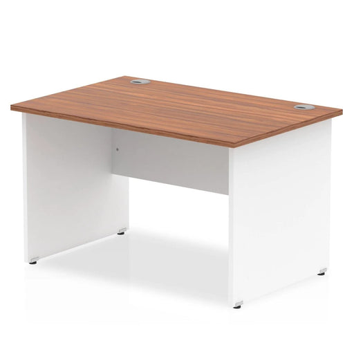 Impulse Straight Office Desk W1200 x D800 x H730mm Panel End Leg Walnut Finish White Frame  - TT000001