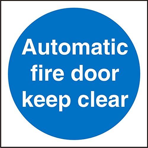 Mandatory Sign Automatic Fire Door Keep Clear Plastic 20 x 20 cm