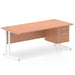 Dynamic Rectangular Office Desk Beech MFC Cantilever Leg White Frame Impulse 1 x 2 Drawer Fixed Ped 1800 x 800 x 730mm