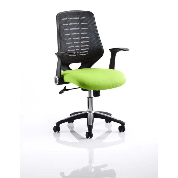 Dynamic Tilt & Lock Task Operator Chair Folding Arms Relay Black Back, Myrrh Green Seat Without Headrest Medium Back