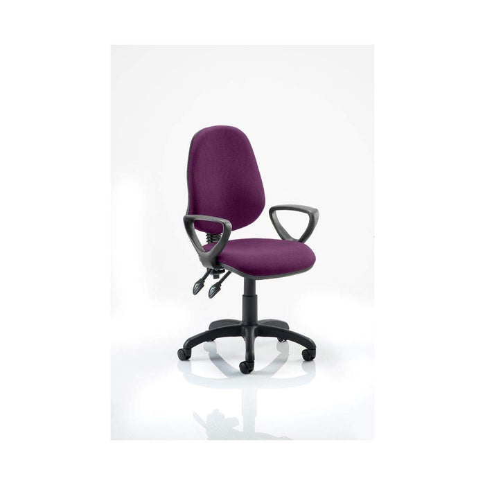 Dynamic Permanent Contact Backrest Task Operator Chair Tansy Purple Fabric Loop Arms Eclipse II Without Headrest High Back