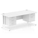 Dynamic Rectangular Office Desk White MFC Cantilever Leg White Frame Impulse 1 x 2 Drawer 1 x 3 Drawer Fixed Ped 1800 x 800 x 730mm