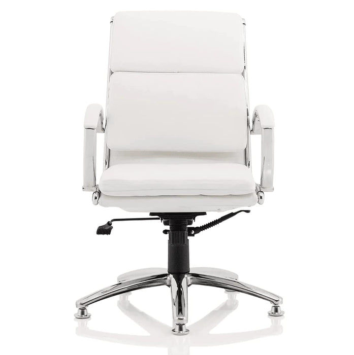 dynamic Synchro Tilt Executive Chair with Armrest and Adjustable Seat Classic Bonded Leather Medium Back White