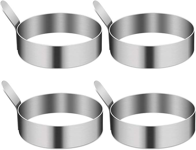 4 Pack Egg Ring,Egg Mold Ring 3.5inch Non Stick Stainless Steel Egg Mold Egg Rings for Frying Eggs Griddles Pancake Sandwich Cooking Beefsteak Kitchen Gadgets for Breakfast (3.5-inch(4-Pack))