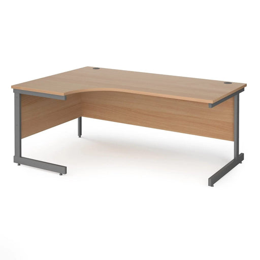 Left Hand Ergonomic Desk with Beech Coloured MFC Top and Graphite Frame Cantilever Legs Contract 25 1800 x 1200 x 725 mm